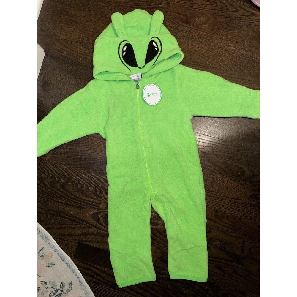 Cuddle Club Green Alien Infant Costume 6-12 Months Fleece Hooded Padded